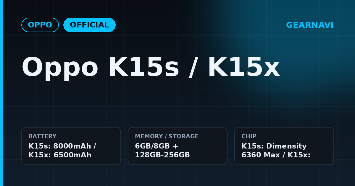 Oppo K15s / K15x 主要スペック